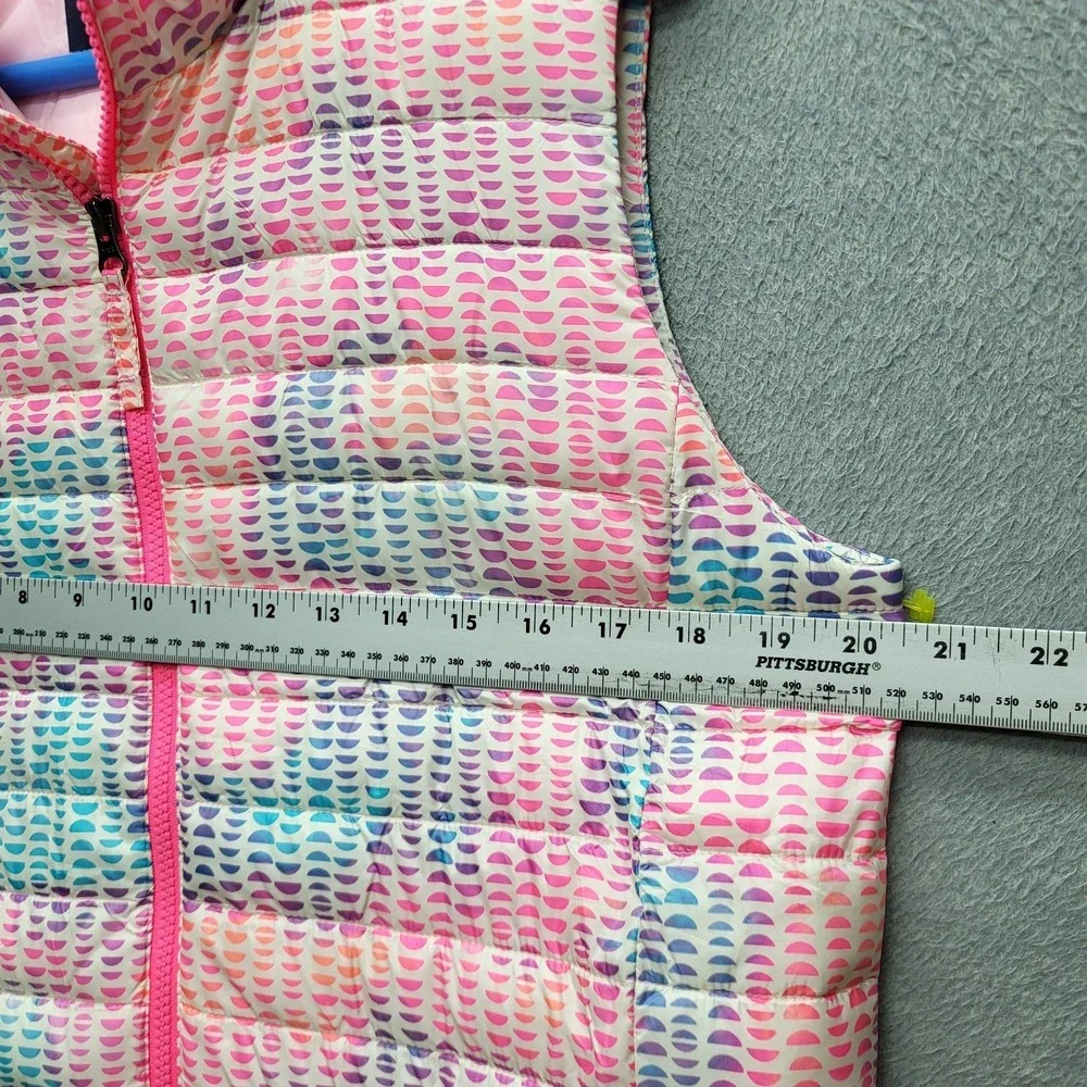 Lands' End Girls‎ Vest XXL Pink Puffer Primaloft Zipper Logo Sleeveless